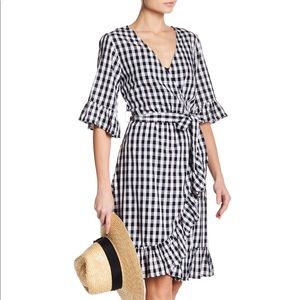 NWOT Superfox Gingham Ruffle Wrap Dress!